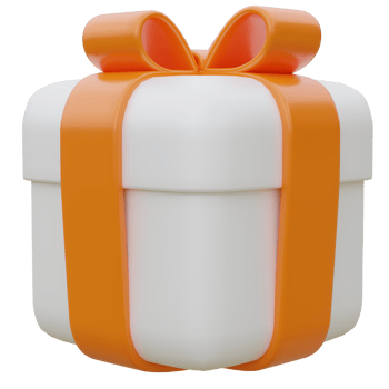 3D Gift Box with Orange Ribbon. png