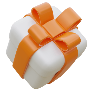 3D Gift Box with Orange Ribbon. png
