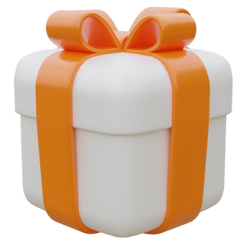 3D Gift Box with Orange Ribbon. png