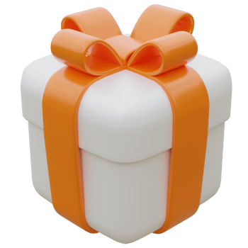 3D Gift Box with Orange Ribbon. png