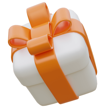3D Gift Box with Orange Ribbon. png