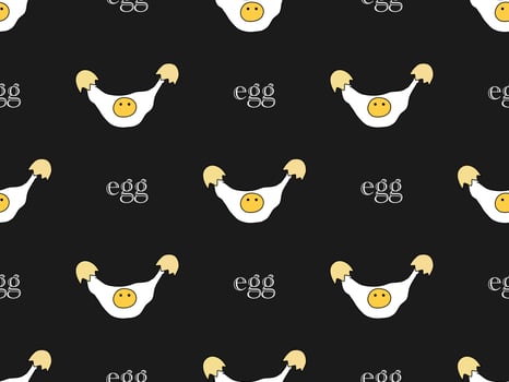 Egg cartoon character seamless pattern on black background vector