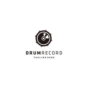 Drum vinyl record logo design ilustration icon vector