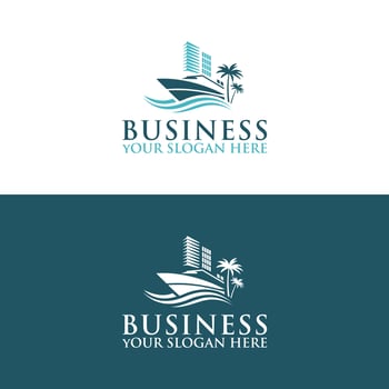 island logo beach building logo template vector design