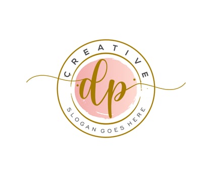 initial DP Feminine logo beauty monogram and elegant logo design, handwriting logo of initial signature, wedding, fashion, floral and botanical with creative template. vector