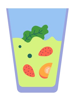 Healthy juice drink or smoothie with peach slice vector