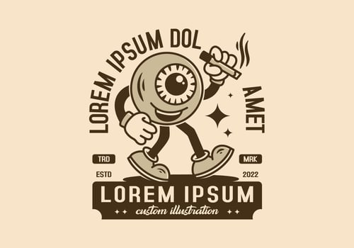Character mascot illustration badge of eyeball holding a cigarette vector