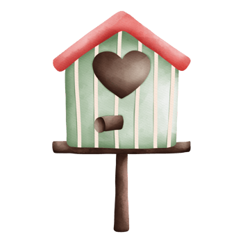 Watercolor Spring birdhouse hand-drawn illustration, Easter Element png