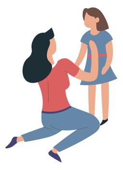 Mother taking care of preteen daughter vector
