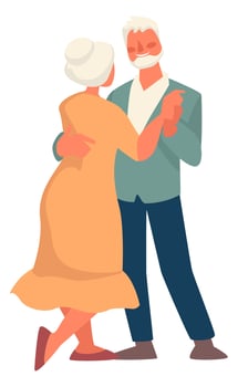 Senior couple dancing, romantic retired people vector
