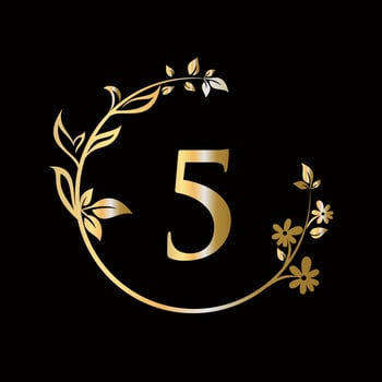 Letter 5 Beauty flower logo decorative, flower, beauty, spa vector template