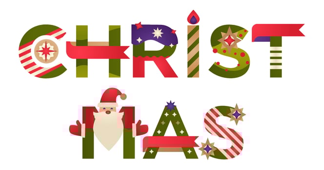 Merry Christmas poster with decorative letters vector