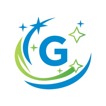 House Cleaning Logo On Letter G With Water Spa Concept Broom Maid Logotype vector