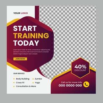 Fitness gym workout sports yoga social media post and web banner design for digital marketing agency. vector