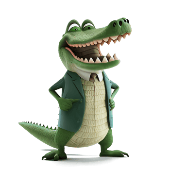 Kind happy crocodile cartoon character on transparent background. for decorating projects png