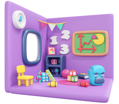 3D Rendering back to school interior room math cute icon cartoon style. 3D Render illustration. png