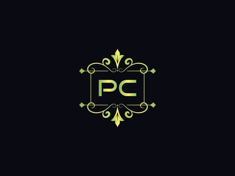 Monogram Pc Luxury Logo, Minimal Pc Letter Logo Design vector