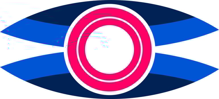 an abstract logo. pink circle with blue ellipse vector