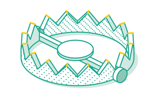 Isometric Outline Bear Trap. Isolated on White Background. vector