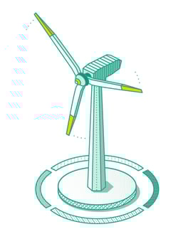 Isometric Wind Power Plant Isolated on White Background. vector
