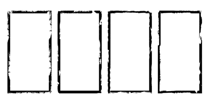 Set rectangular grunge brush frame vector