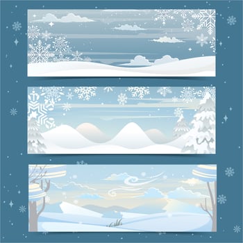 Winter Banner Template with Blue Background and Snow vector
