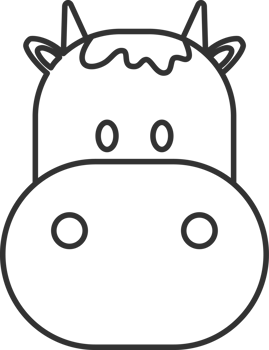 cow face line, animal cartoon , for coloring. png