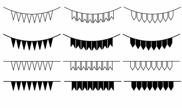 outline silhouette party flag icon set isolated on white background vector