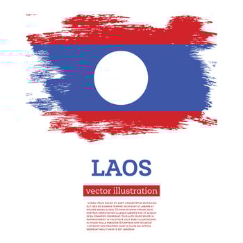 Laos Flag with Brush Strokes. Independence Day. vector