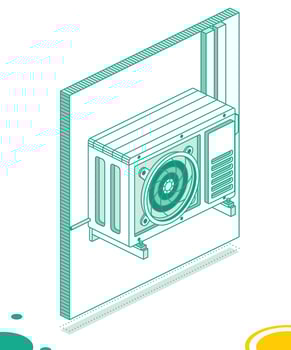 Outdoor Unit of Air Conditioner. Isometric Outline Concept. vector