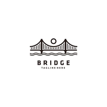 Minimalist black line art bridge logo design. Flat style trend modern brand graphic art design vector illustration on white background