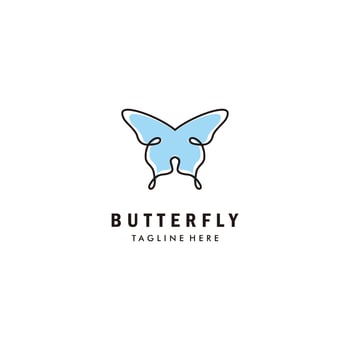 Butterfly line art logo design vector outline monoline icon illustration