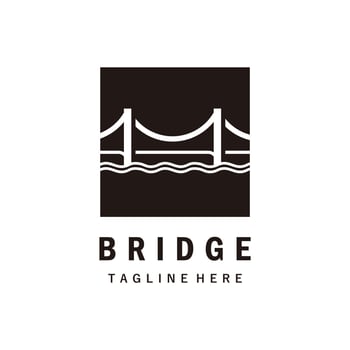 Bridge Minimalist line art logo design. Flat style trend modern brand graphic art design vector illustration