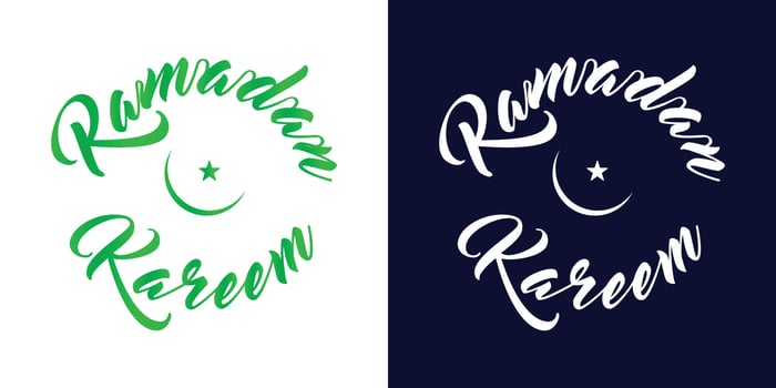 Ramadan Quotes Calligraphy in English Text. Ramadan Kareem Typography Logo. vector