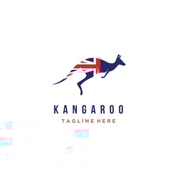 A kangaroo silhouette with flag of australia logo a design illustration vector