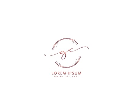 Initial GC Feminine logo beauty monogram and elegant logo design, handwriting logo of initial signature, wedding, fashion, floral and botanical with creative template vector