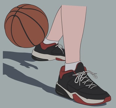 Playing Basketball using The Most Famous Basketball Shoes vector
