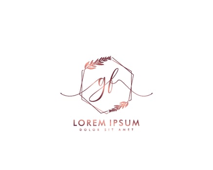 Initial GF Feminine logo beauty monogram and elegant logo design, handwriting logo of initial signature, wedding, fashion, floral and botanical with creative template vector