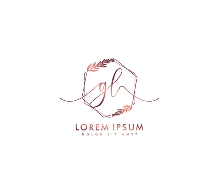 Initial GL Feminine logo beauty monogram and elegant logo design, handwriting logo of initial signature, wedding, fashion, floral and botanical with creative template vector