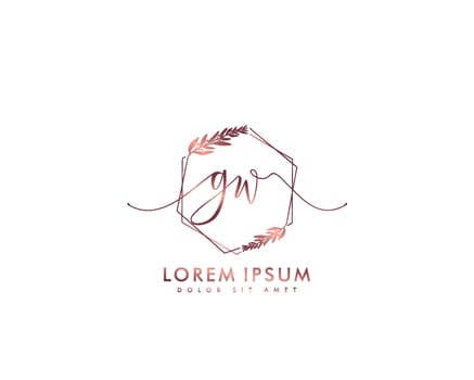 Initial GW Feminine logo beauty monogram and elegant logo design, handwriting logo of initial signature, wedding, fashion, floral and botanical with creative template vector