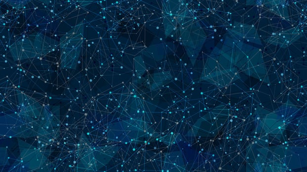 Wireframe polygonal seamless pattern on blue background. Great wallpaper. Vector EPS10.