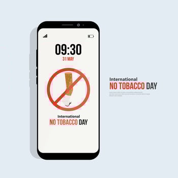 international anti-tobacco day flat illustration. mobile phone concept vector