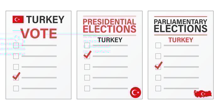 Turkey elections Voting ballot mockup for presidential and parliamentary elections vector