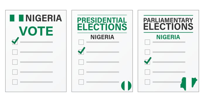 Nigeria elections Voting ballot mockup for presidential and parliamentary elections vector