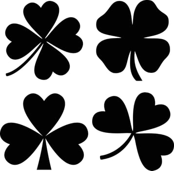 Saint Patricks Day black shamrock silhouettes vector
