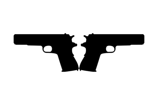 Silhouette Pistol or Handgun Gun Pistol for Art Illustration, Logo, Pictogram, Website or Graphic Design Element. Vector Illustration