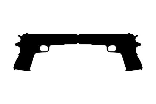 Silhouette Pistol or Handgun Gun Pistol for Art Illustration, Logo, Pictogram, Website or Graphic Design Element. Vector Illustration