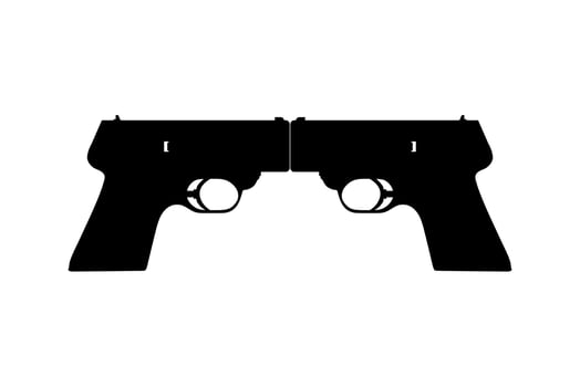 Silhouette Pistol or Handgun Gun Pistol for Art Illustration, Logo, Pictogram, Website or Graphic Design Element. Vector Illustration