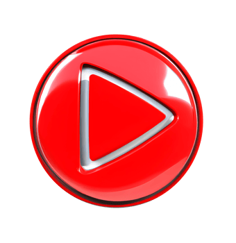 3d red round video play button icon. Generative AI. png