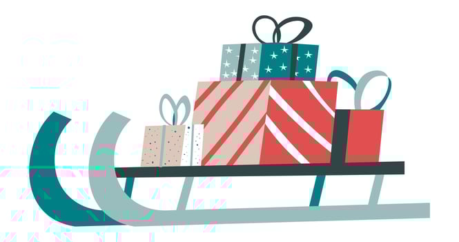 Christmas gifts and presents on sleigh vector